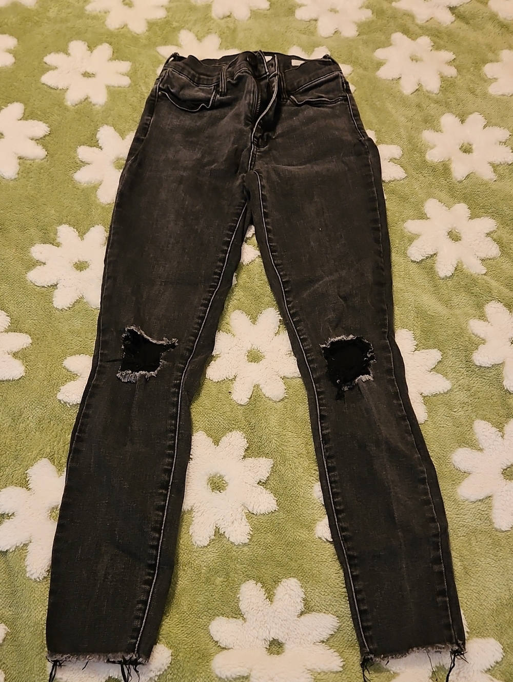 PacSun Black Ripped Skinny Jeans with Raw Hem
